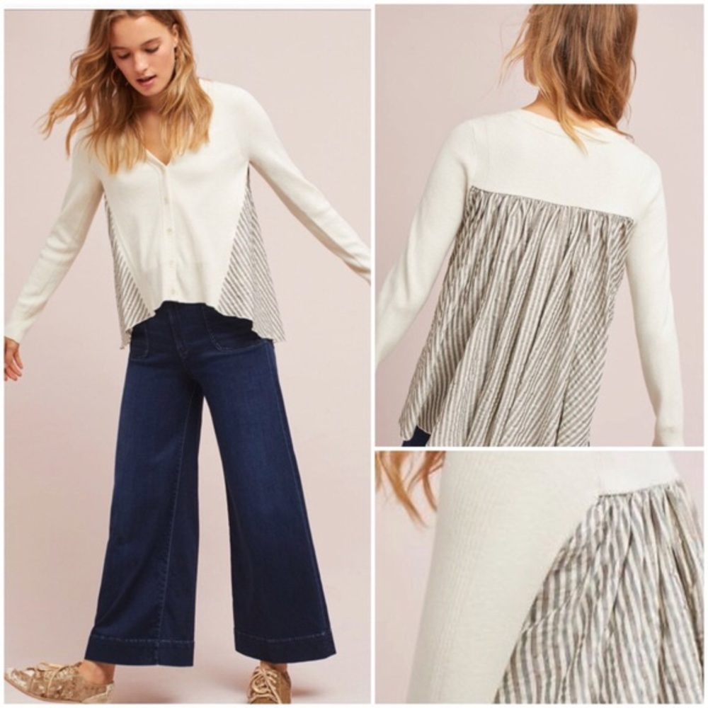 Anthropologie Moth Mixed Media Cardigan Sz L